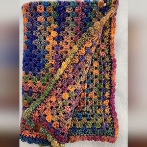 Handmade One Of A Kind Multicolor Granny Square Crochet Blanket. Great Gift..